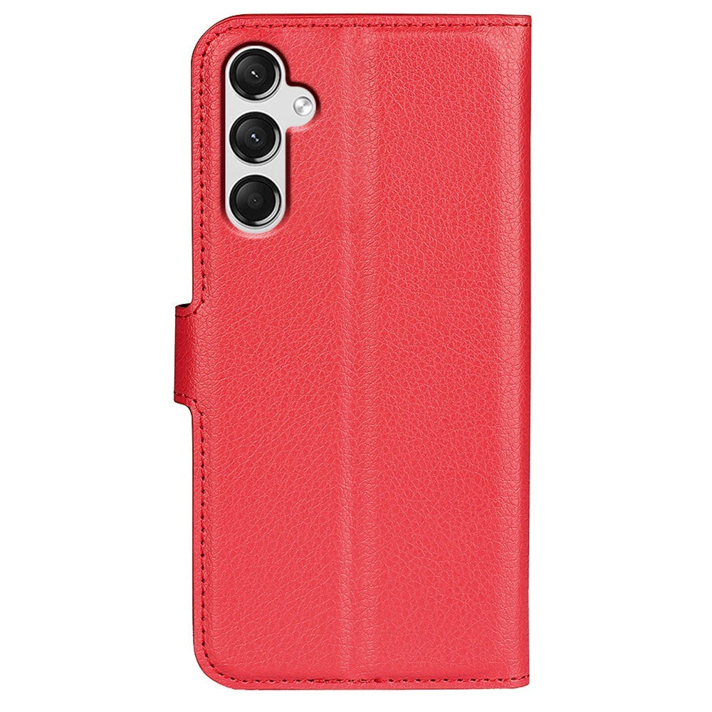 Samsung Galaxy A25 (5G) Litchi Leather Flip Cover m. Lommebok - Rød