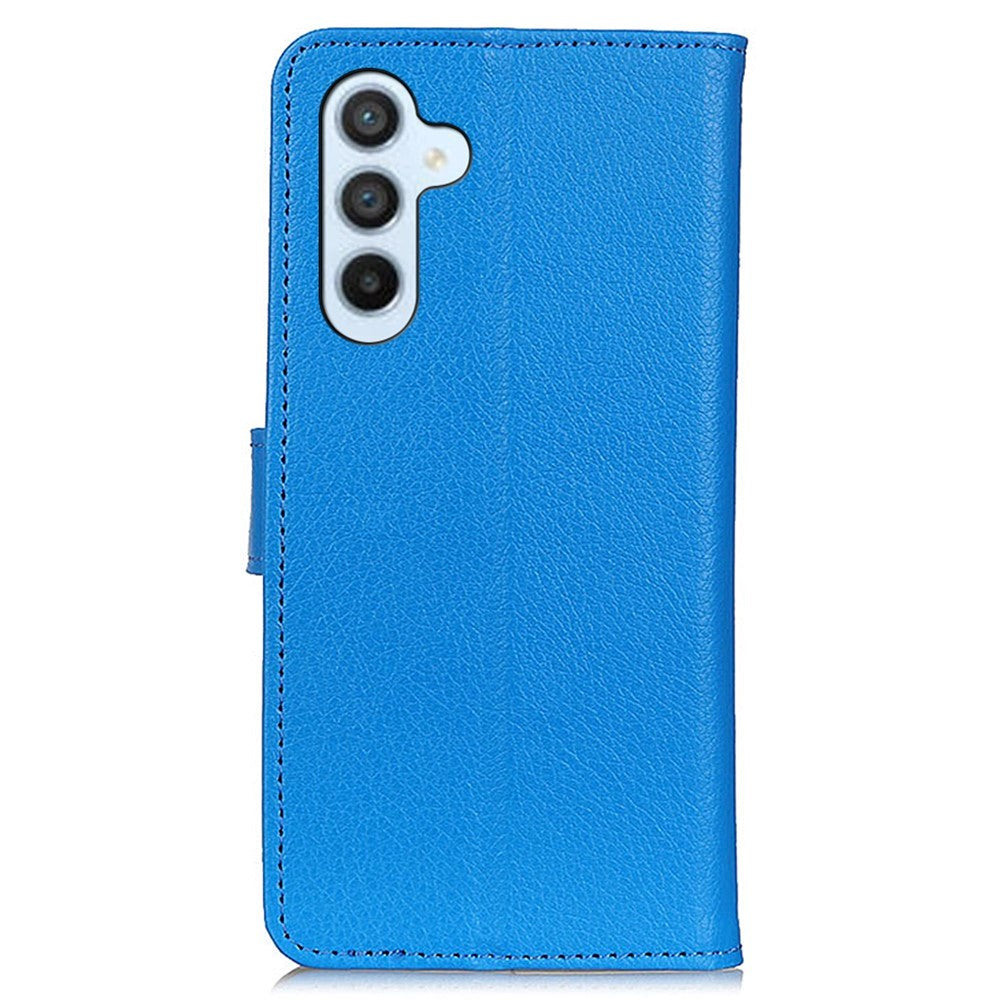 Samsung Galaxy S24 Litchi Leather Flip Cover m. Lommebok - Blå