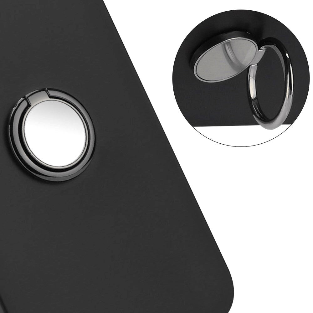 Google Pixel 8a Fleksibelt Plastik Bagside Cover m. Ring Kickstand - Sort m. Magnetisk Sort Ring