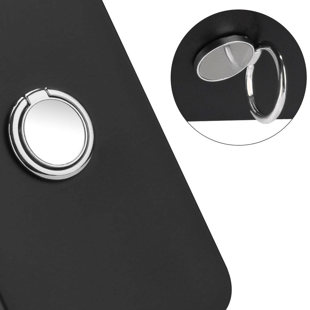 Google Pixel 8a Fleksibelt Plastik Bagside Cover m. Ring Kickstand - Sort m. Magnetisk Sølv Ring