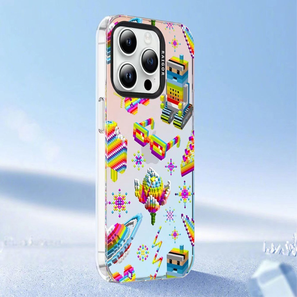 iPhone 15 Pro Pixel Series Craftsman Bakdeksel m. Pixelated Print - Gradient