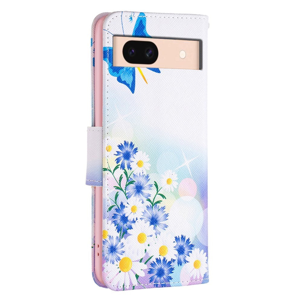 EIDERWOOD Google Pixel 8a Leather Flip Cover m. Lommebok og trykk - Sommerfugl og blomster