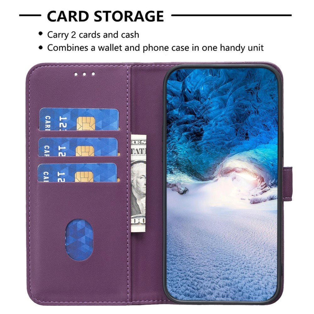 Samsung Galaxy S24+ (Plus) Kunst Læder Flip Cover m. Ståfunktion & Kortholder - Lilla
