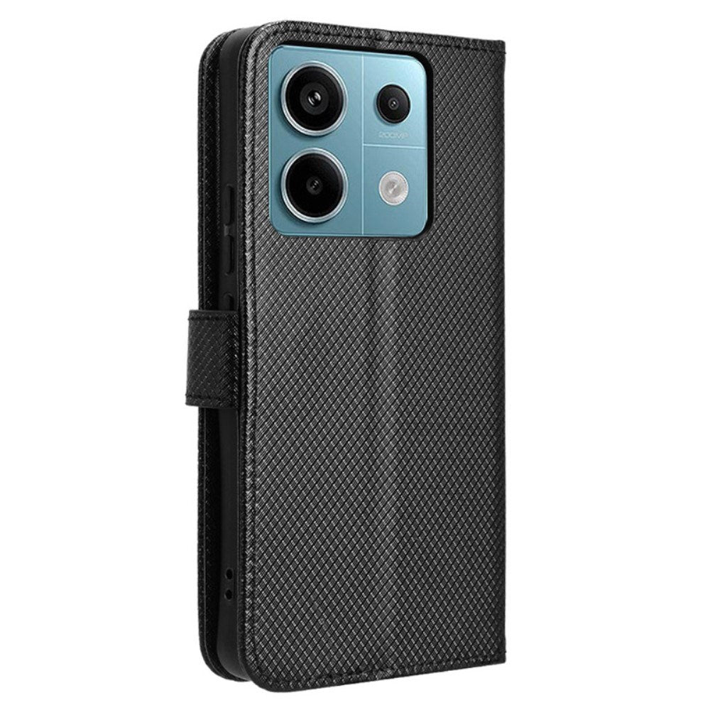 EIDERWOOD Xiaomi Redmi Note 13 Pro (5G) / Poco X6 Leather Flip Cover m. Stropp og tekstur - Svart