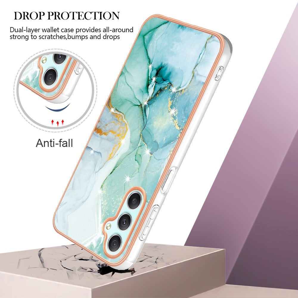 Samsung Galaxy A25 (5G) Hybrid Plastik Bagside Cover - Grøn Marmor