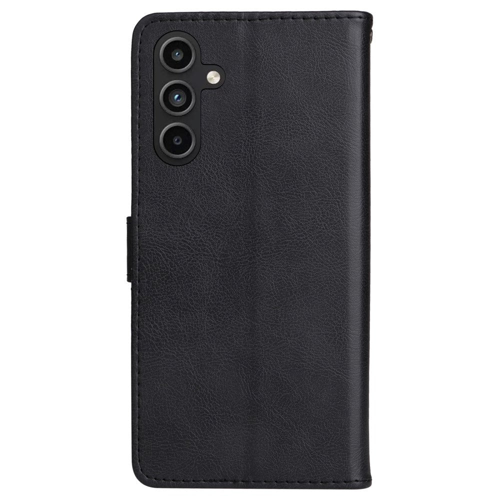 Samsung Galaxy A15 (5G) / A15 PU Leather Flip Cover m. Lommebok og stropp - Svart