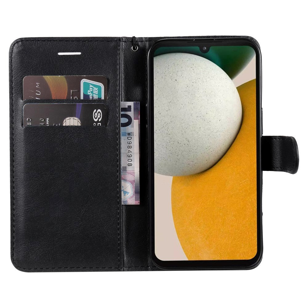 Samsung Galaxy A15 (5G) / A15 PU Leather Flip Cover m. Lommebok og stropp - Svart