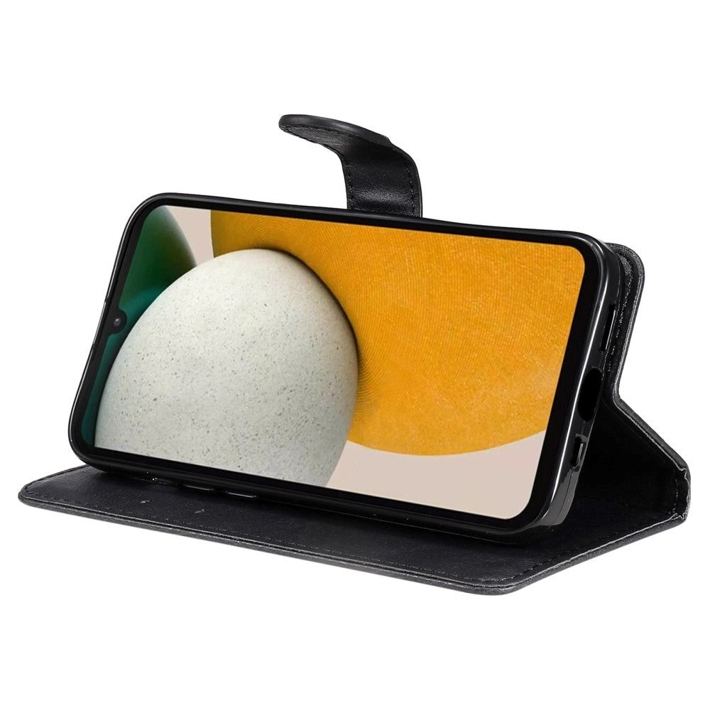 Samsung Galaxy A15 (5G) / A15 PU Leather Flip Cover m. Lommebok og stropp - Svart