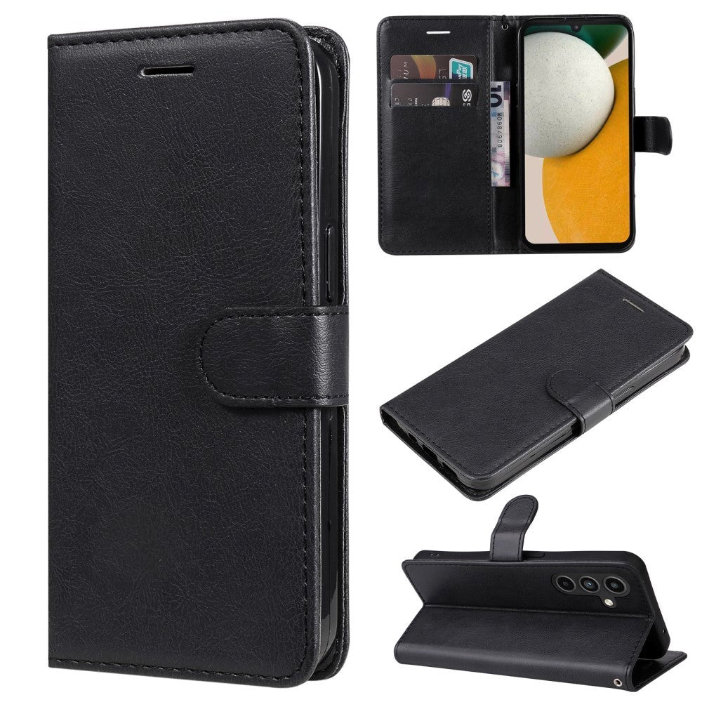 Samsung Galaxy A15 (5G) / A15 PU Leather Flip Cover m. Lommebok og stropp - Svart