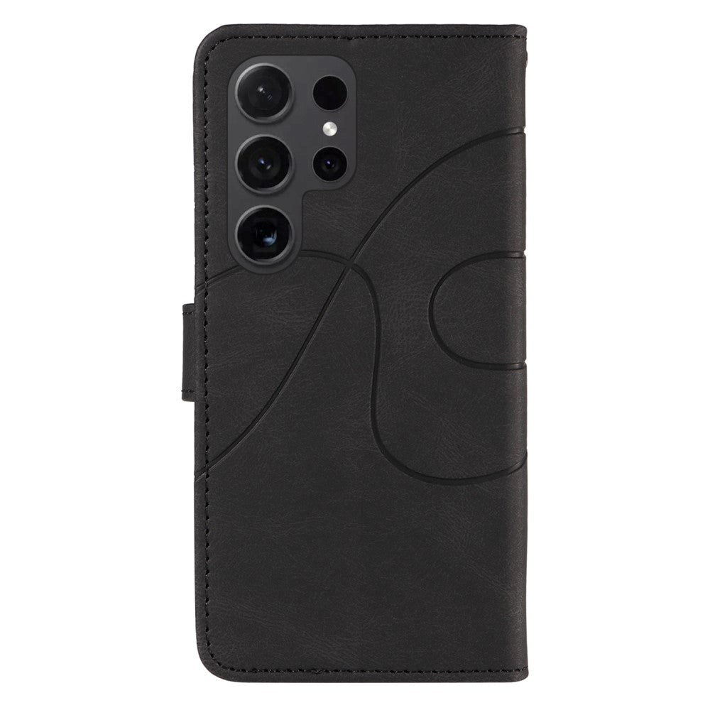 Samsung Galaxy S24 Ultra PU Leather Flip Cover m. Lommebok og stropp - Svart