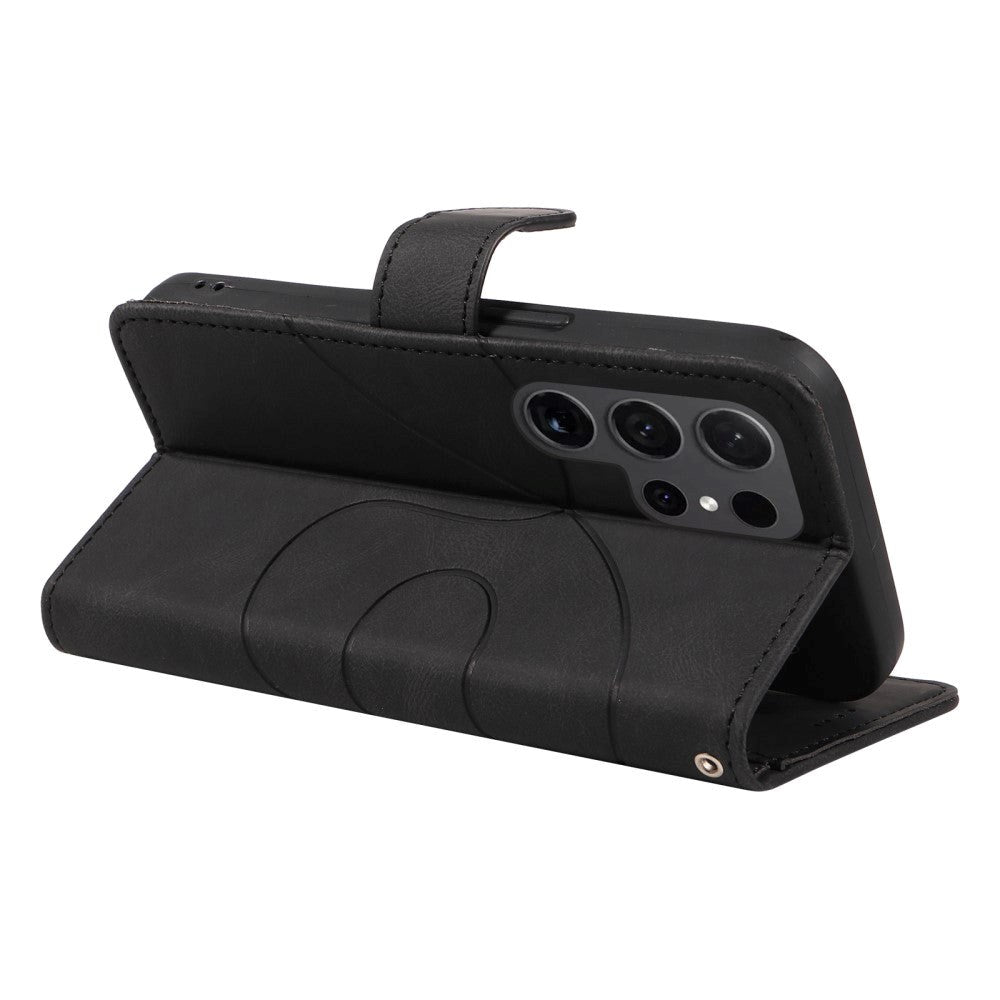 Samsung Galaxy S24 Ultra PU Leather Flip Cover m. Lommebok og stropp - Svart