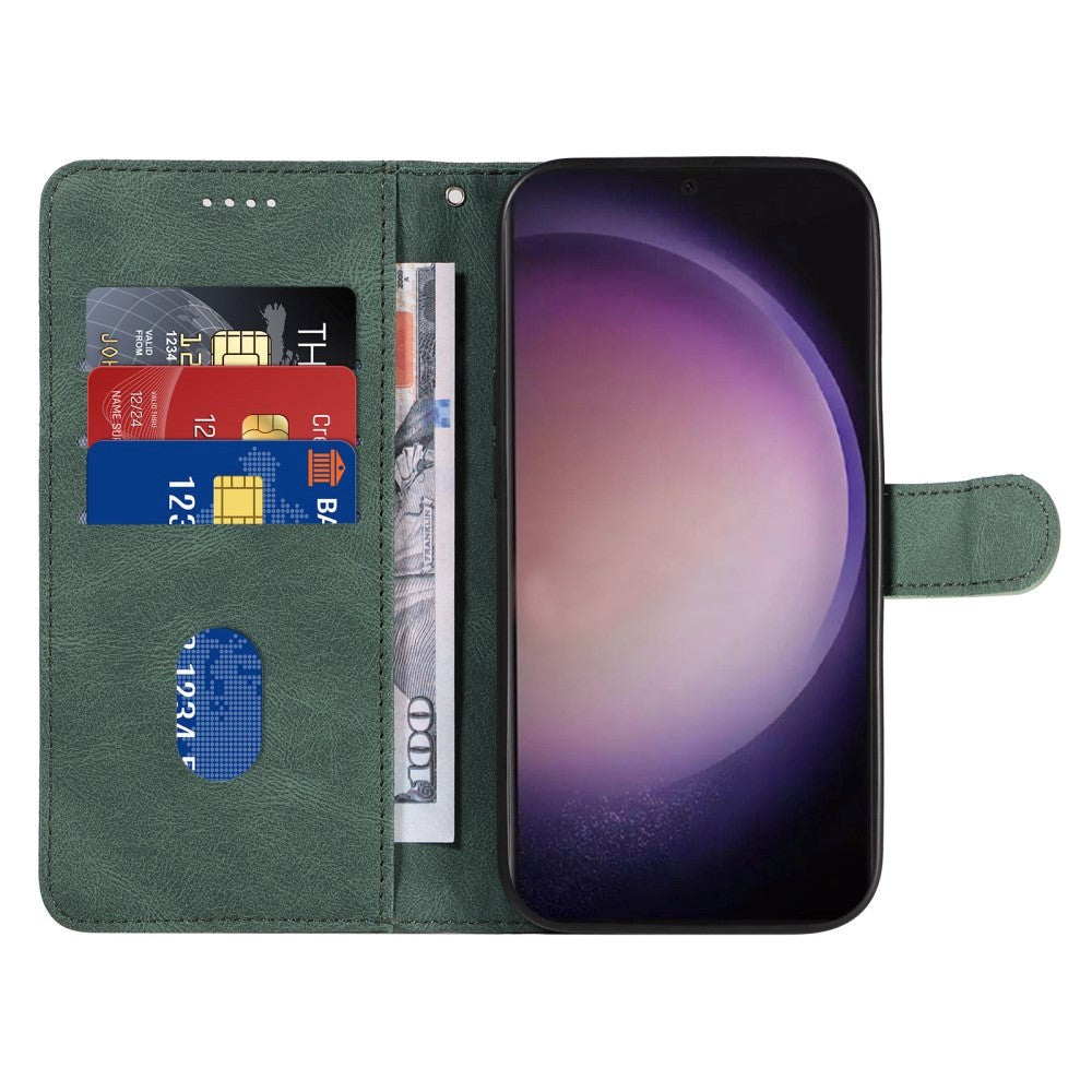 Samsung Galaxy S24 Ultra PU Læder Flip Cover m. Pung & Strop - Grøn