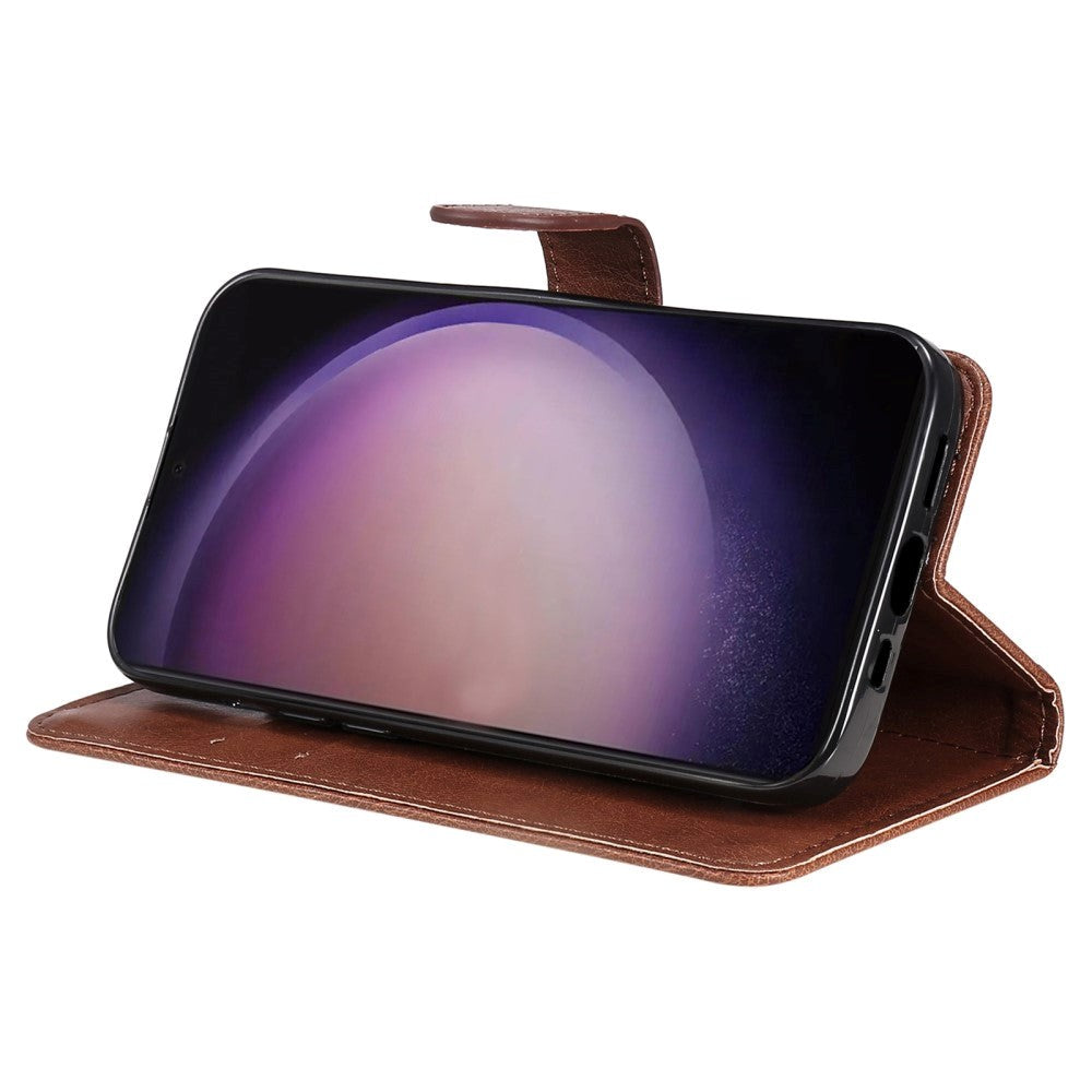 Samsung Galaxy S24 Ultra Leather Flip Cover m. Lommebok og stropp - Brun