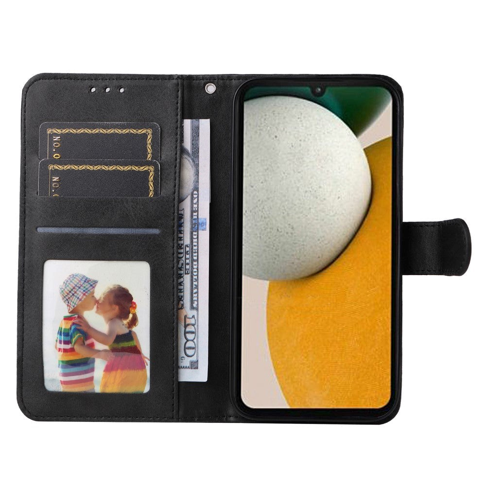 Samsung Galaxy A15 (5G) / A15 Leatherette Flip Deksel m. Lommebok og stropp - Svart