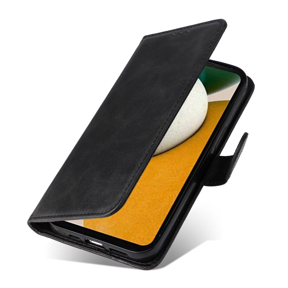 Samsung Galaxy A15 (5G) / A15 Leatherette Flip Deksel m. Lommebok og stropp - Svart