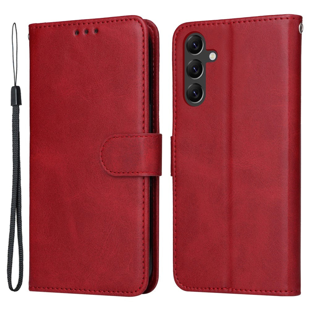 Samsung Galaxy A15 (5G) / A15 Kunstlæder Flip Cover m. Pung og Strop - Red