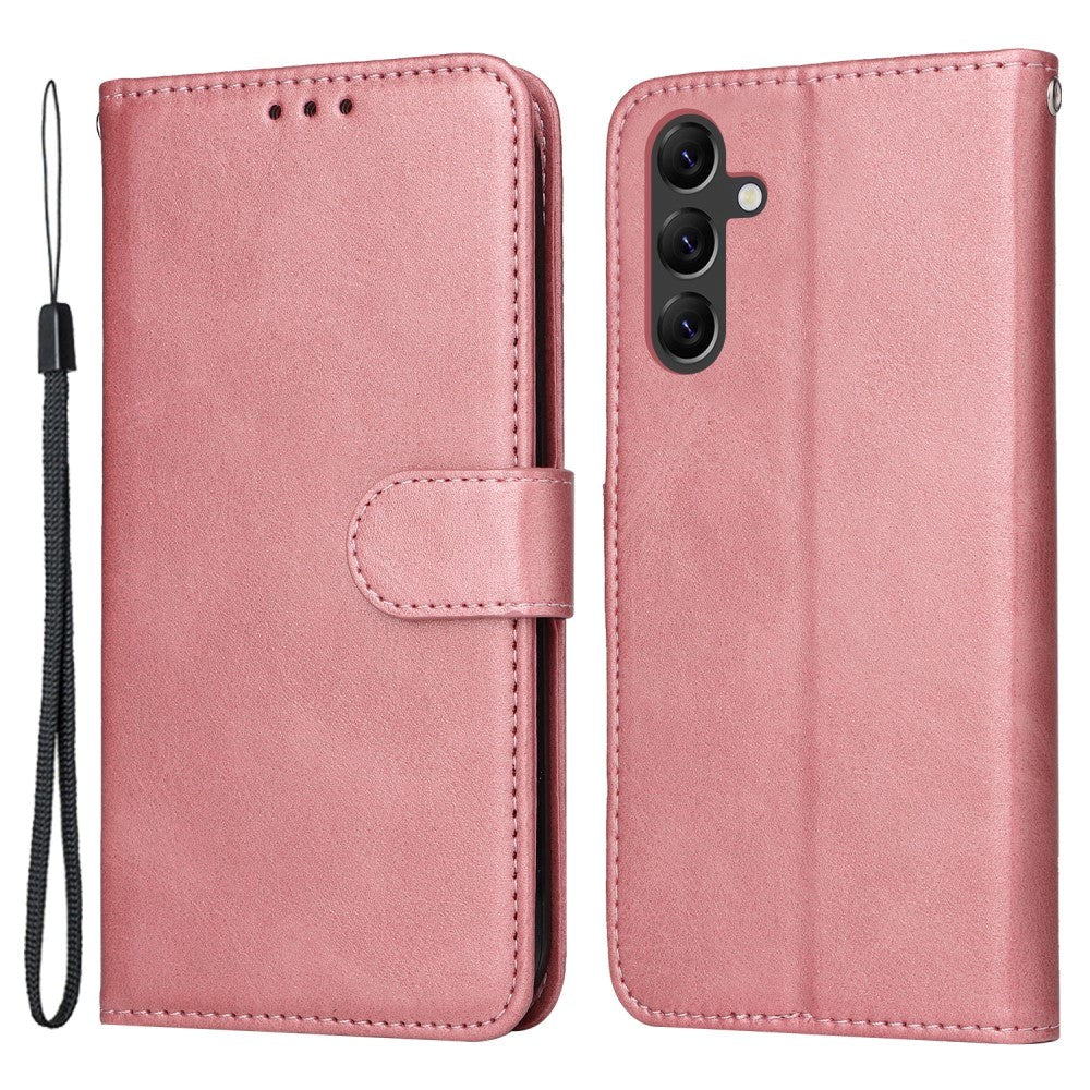 Samsung Galaxy A15 (5G) / A15 Leatherette Flip Deksel m. Lommebok og stropp - Rose gull