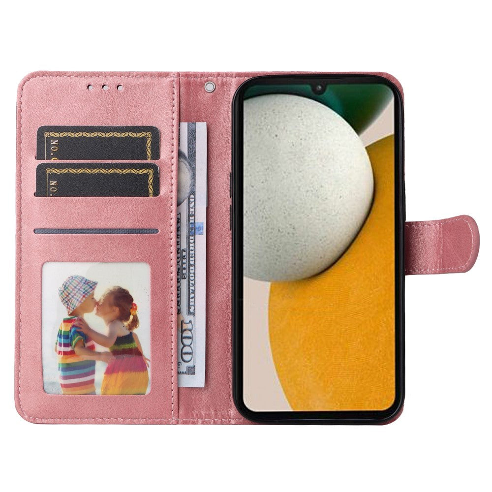 Samsung Galaxy A15 (5G) / A15 Leatherette Flip Deksel m. Lommebok og stropp - Rose gull