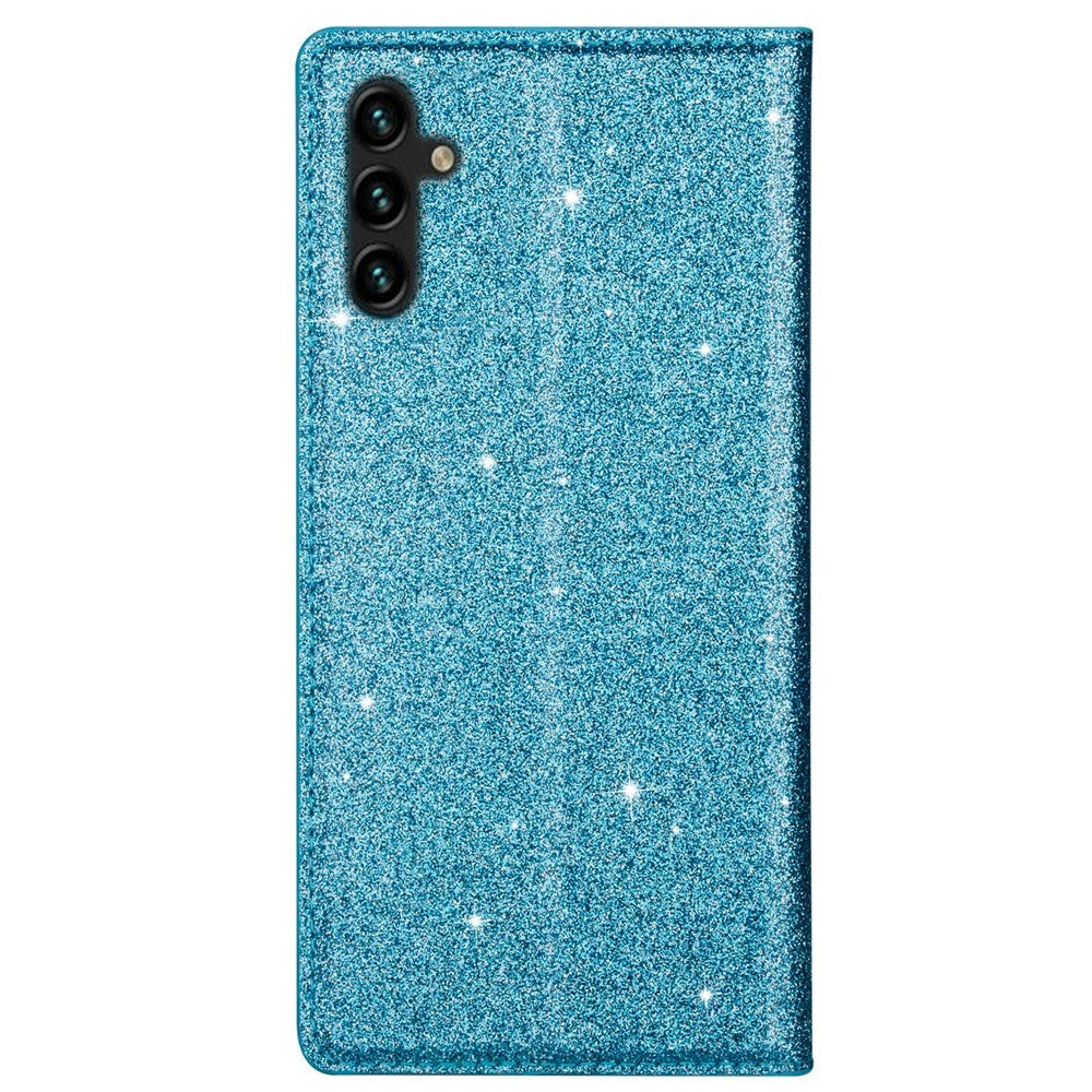 Samsung Galaxy A15 (5G) / A15 Lær Flip Deksel m. Lommebok - Glitter - Blå