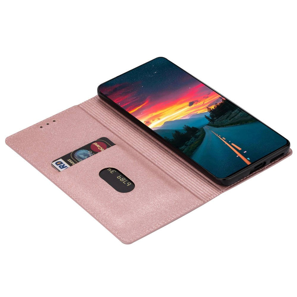 Samsung Galaxy A15 (5G) / A15 Læder Flip Cover m. Pung - Glimmer - Rose Gold