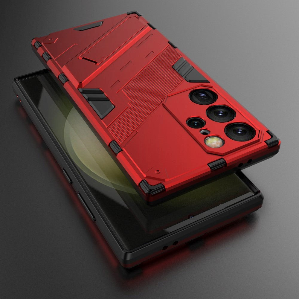 Samsung Galaxy S24 Ultra Hybrid Craftsman Bakdeksel m. Stativ - Rød