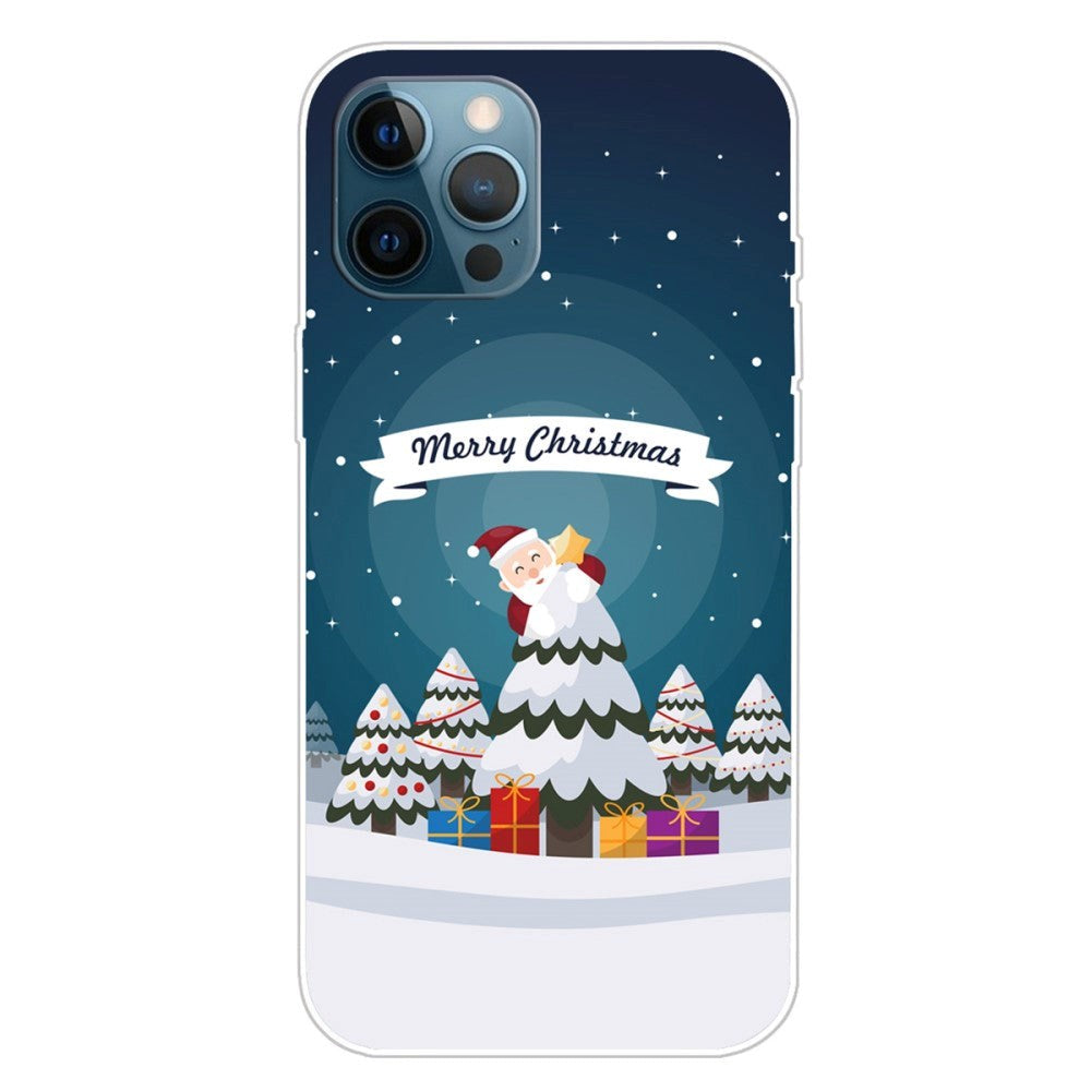 iPhone 15 Pro Flexible Plastic Back Christmas Cover - God Jul - Julenissen i juletre