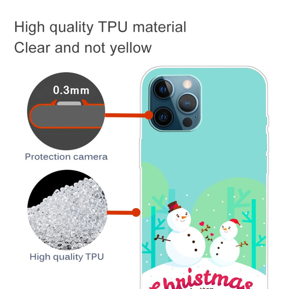iPhone 15 Pro fleksibelt plastbakdeksel juledeksel - god jul - snømenn