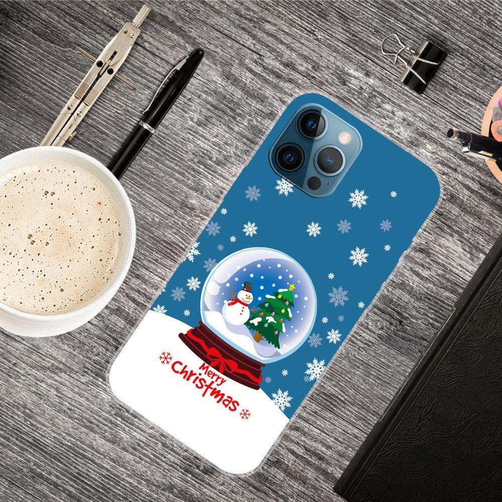 iPhone 15 Pro Fleksibelt Juledeksel i plastbak - God jul - Snow Globe