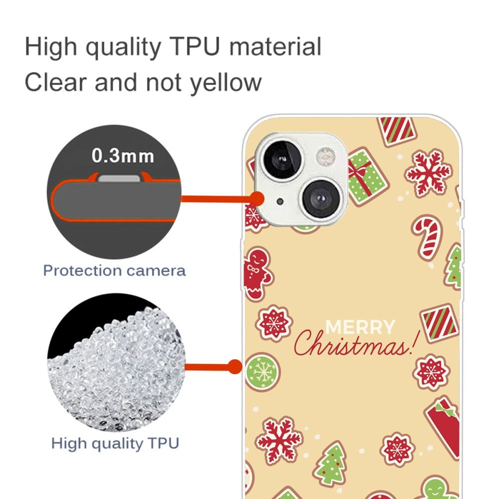 iPhone 15 Fleksibelt Plast Bagside Jule Cover - Merry Christmas - Juleklistermærker