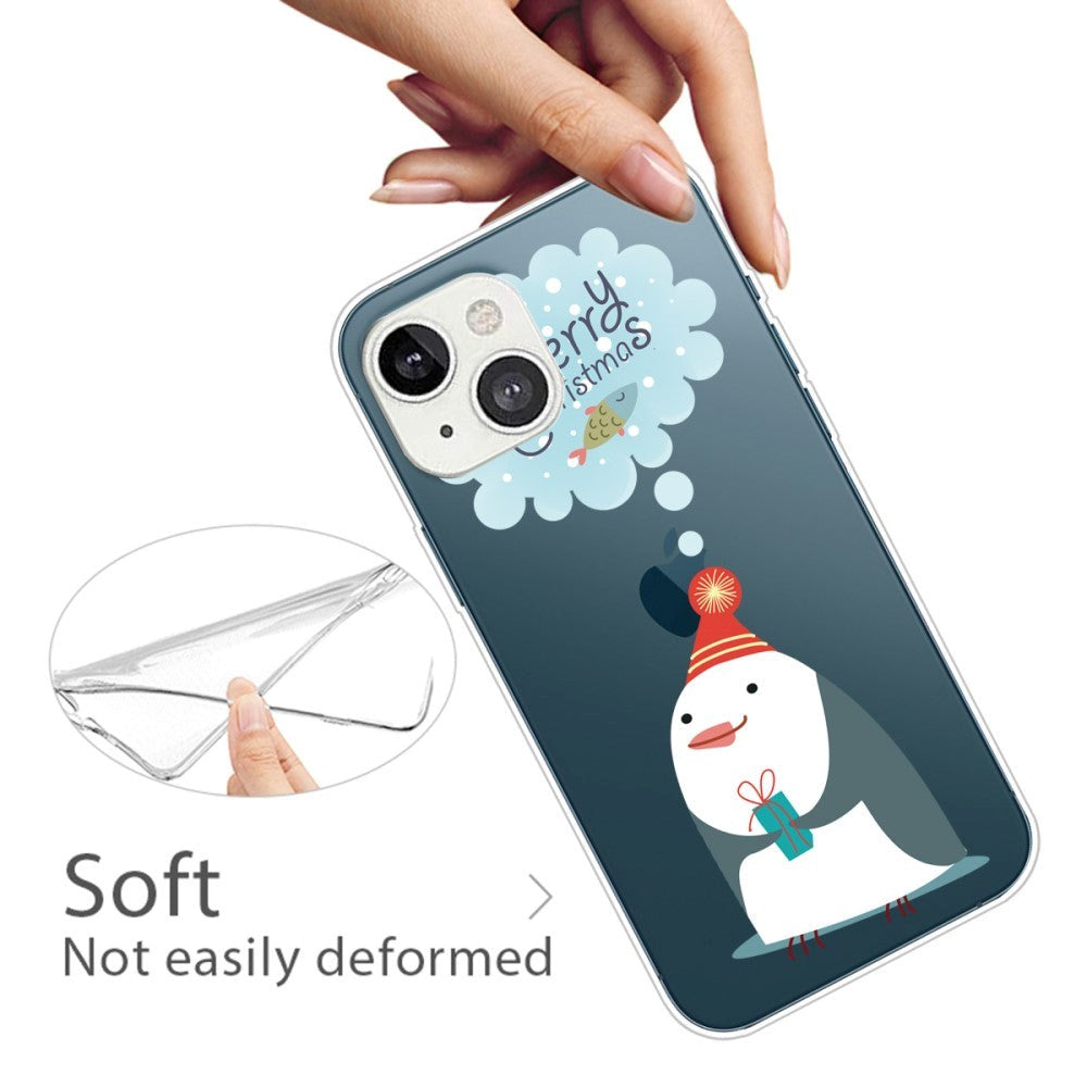 iPhone 15 Fleksibelt Plastik Jule Bagside Cover - Pingvin