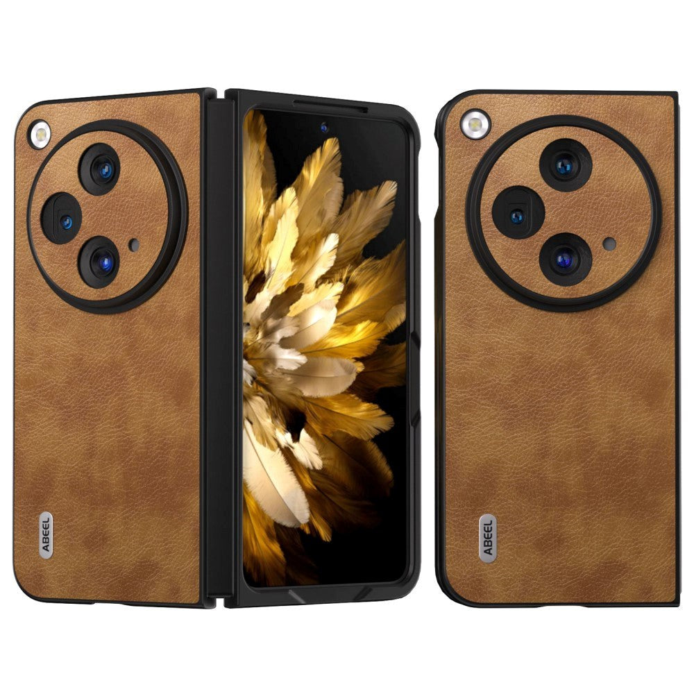 OnePlus Open Litchi lærbelagt plastbakdeksel - brun