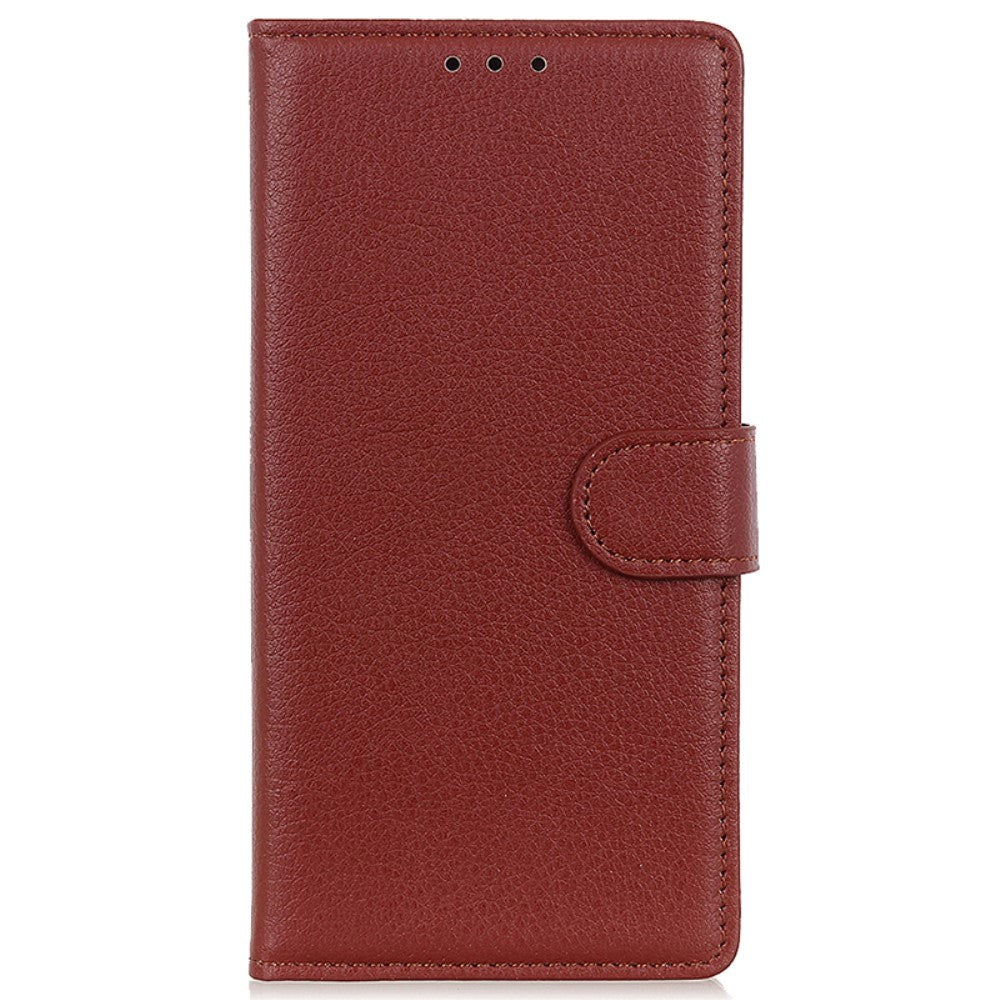 Xiaomi 14 Pro Litchi Leather Flip Cover m. Lommebok - Brun