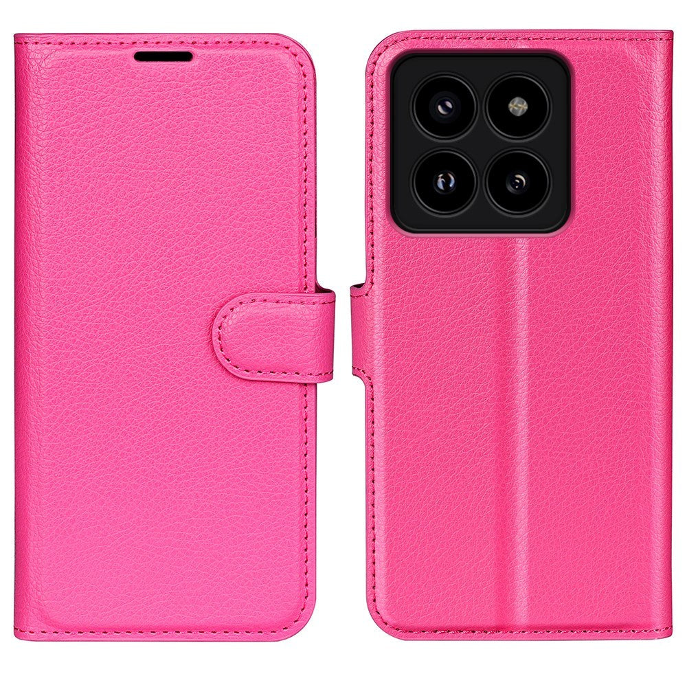 Xiaomi 14 Pro Kunstlæder Flip Cover m. Kortholder & Ståfunktion - Pink