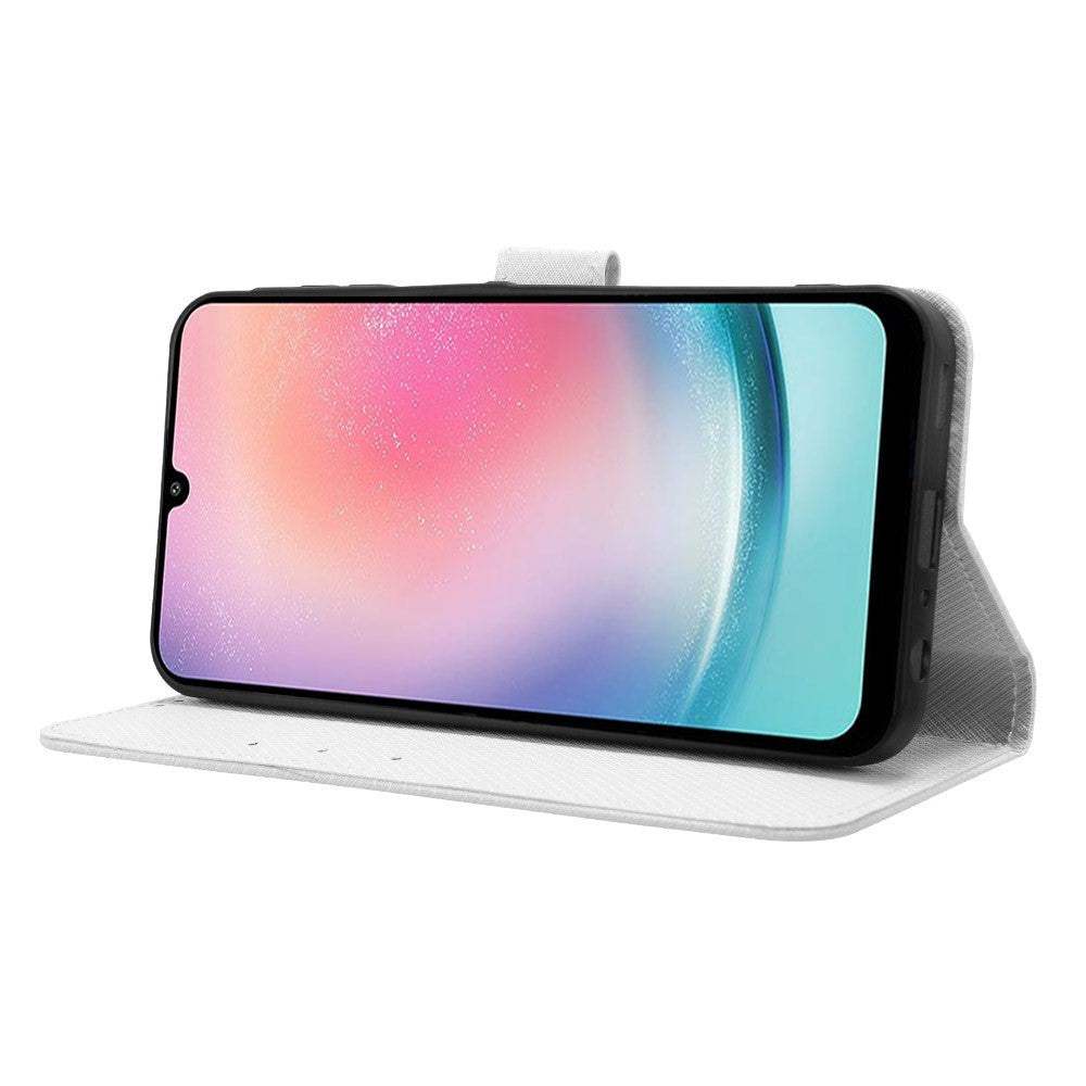 Samsung Galaxy A25 (5G) Flip-deksel i lær m. Stropp og tekstur - Hvit