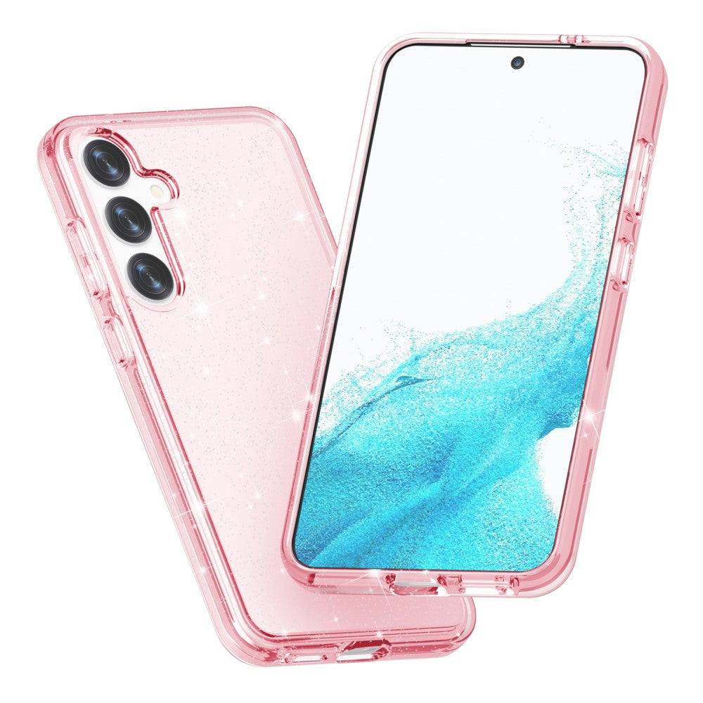 Samsung Galaxy S24 Hybrid Plastic Bakdeksel - Rosa Glitter