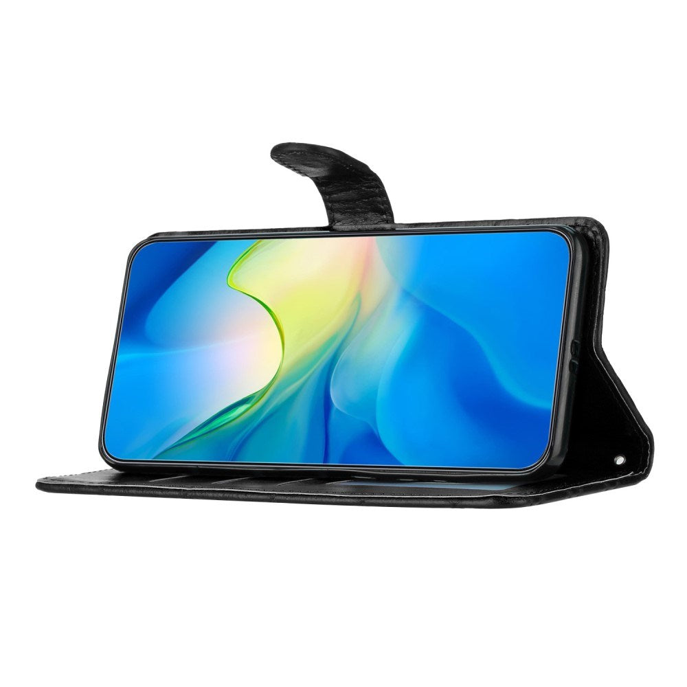 EIDERWOOD Motorola Moto G84 Leather Flip Cover m. Lommebok og stropp - Rhombus - Svart