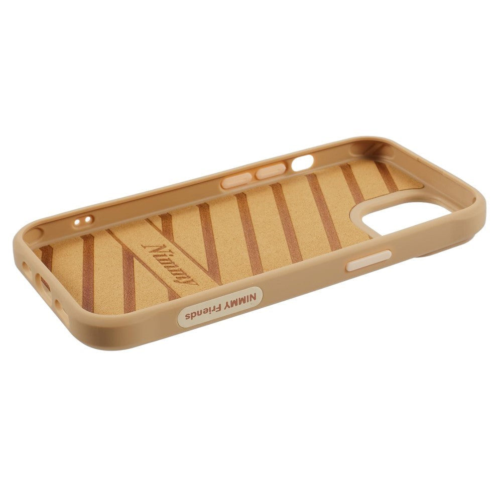 iPhone 15 Hybrid Bakdeksel m. Dyremotiv og broderi - Orange Cat