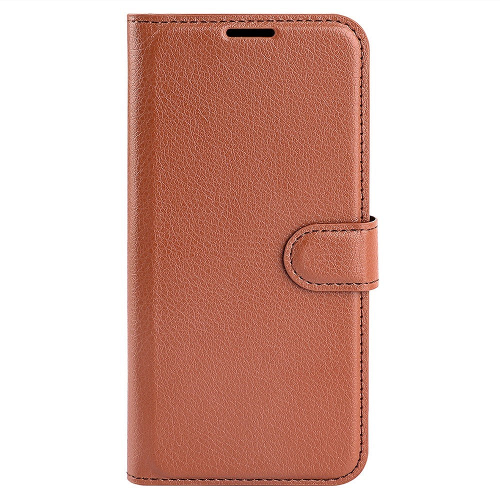 EIDERWOOD Oppo A79 (5G) Litchi Leather Flip Cover m. Lommebok- og stativfunksjon - brun