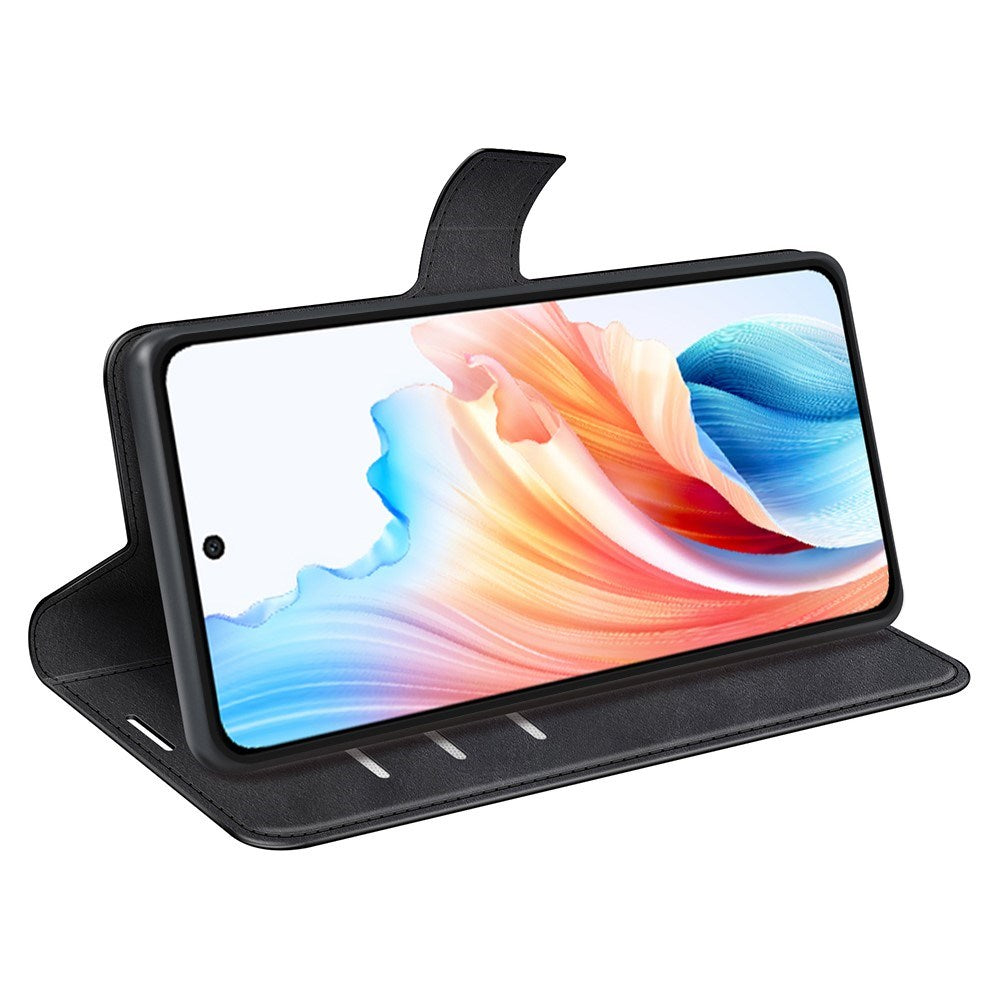 EIDERWOOD Oppo A79 (5G) / A2 (5G) Leather Flip Cover m. Kortholder og stativfunksjon - svart