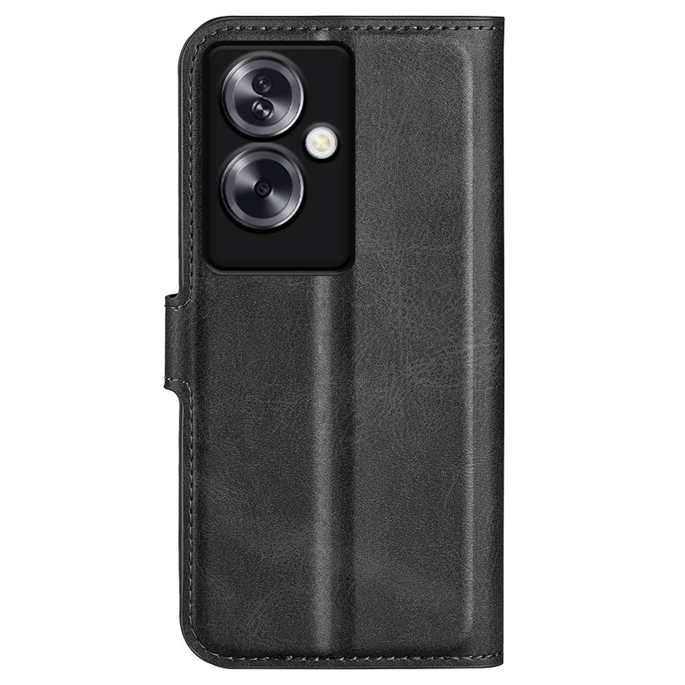 EIDERWOOD Oppo A79 (5G) / A2 (5G) Leather Flip Cover m. Kortholder og stativfunksjon - svart