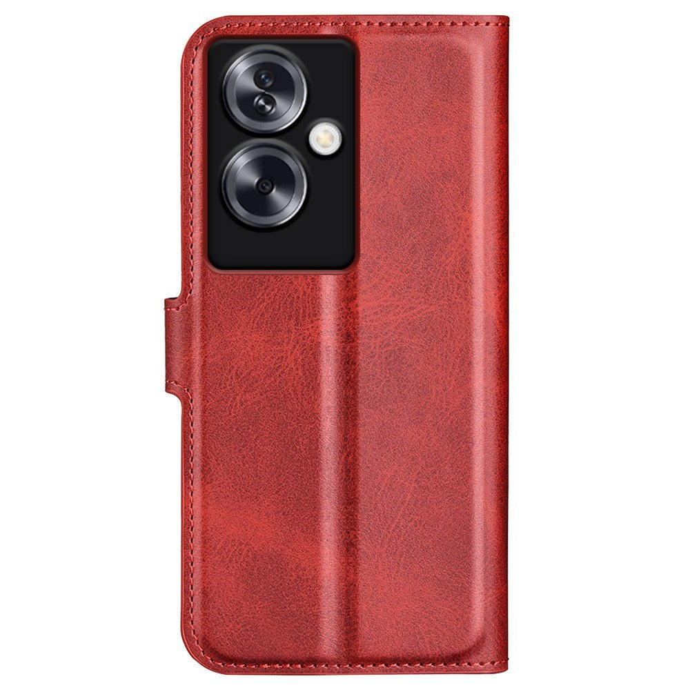 EIDERWOOD Oppo A79 (5G) / A2 (5G) Leather Flip Cover m. Kortholder og stativfunksjon - rød