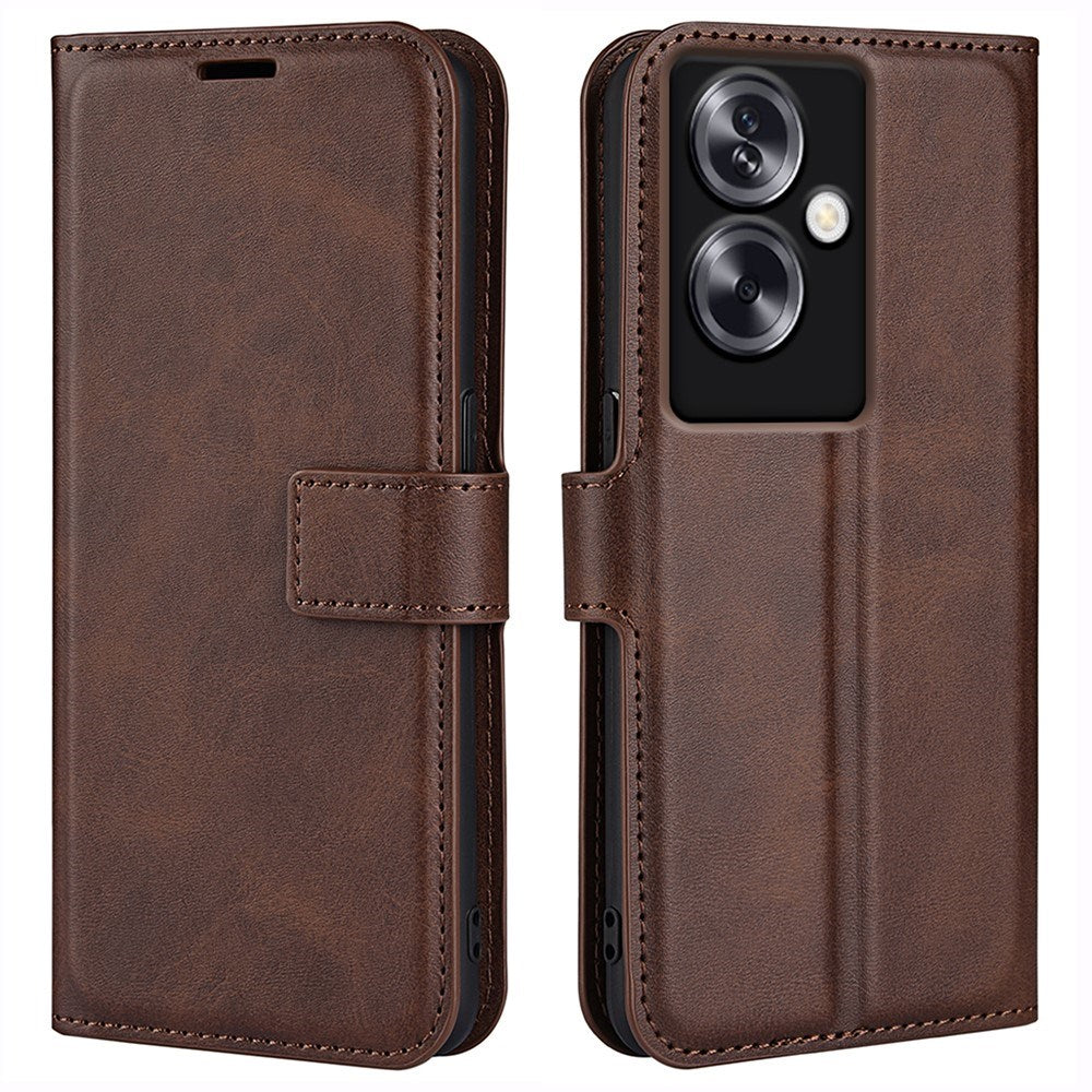 EIDERWOOD Oppo A79 (5G) / A2 (5G) Leather Flip Cover m. Kortholder og stativfunksjon - Mørkebrun