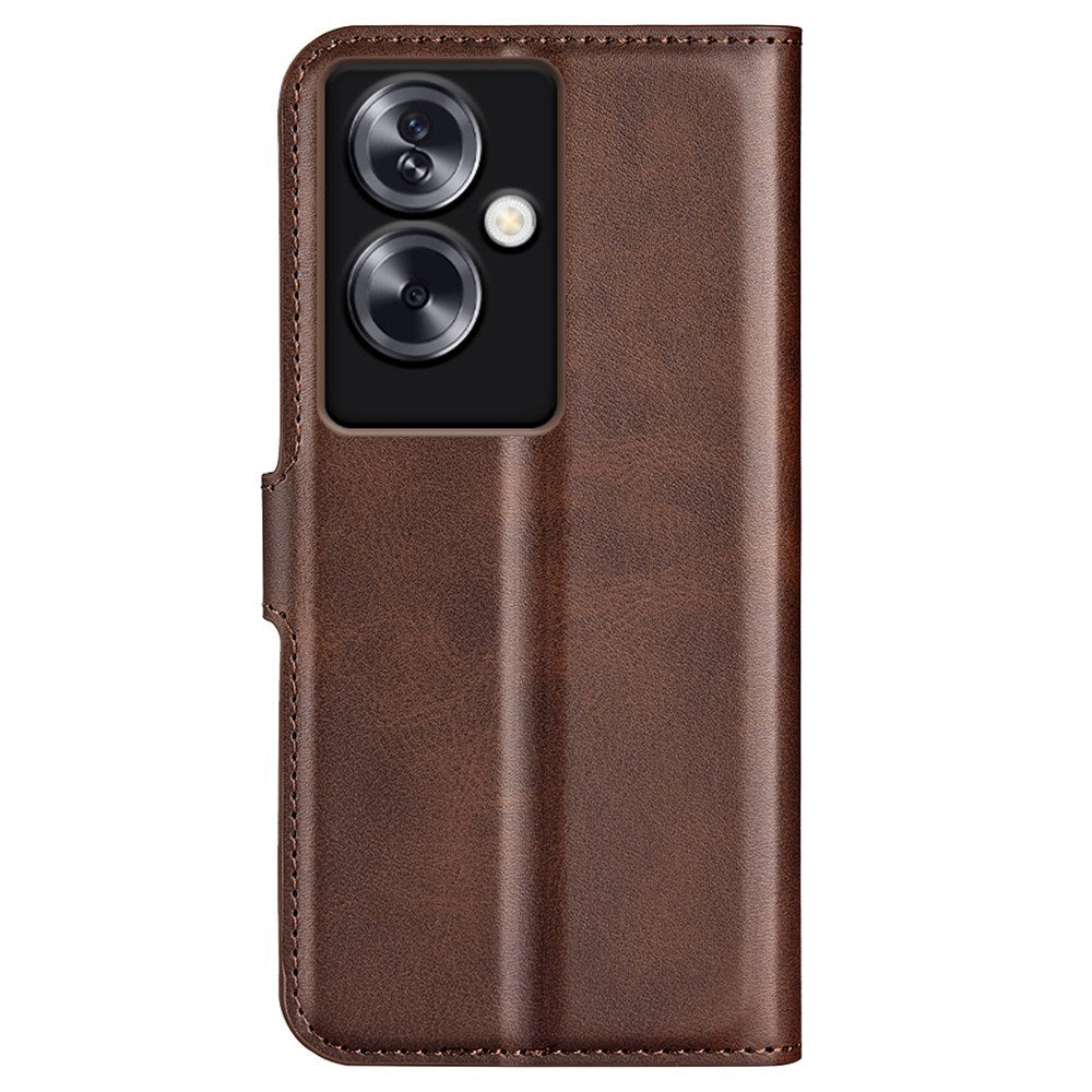 EIDERWOOD Oppo A79 (5G) / A2 (5G) Leather Flip Cover m. Kortholder og stativfunksjon - Mørkebrun