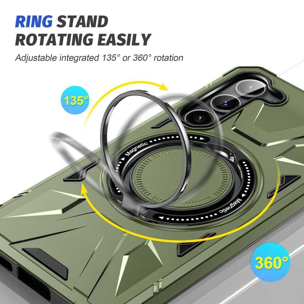 EIDERWOOD Samsung Galaxy S25+/S24+ Craftsman-deksel med stativ og Magsafe-støtte - Grønn