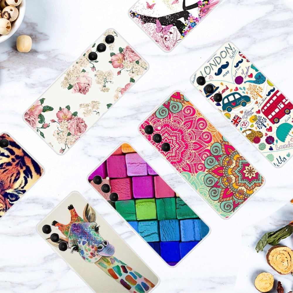 Samsung Galaxy A05s fleksibelt plastdeksel m. Motiv - Blomster Doodle