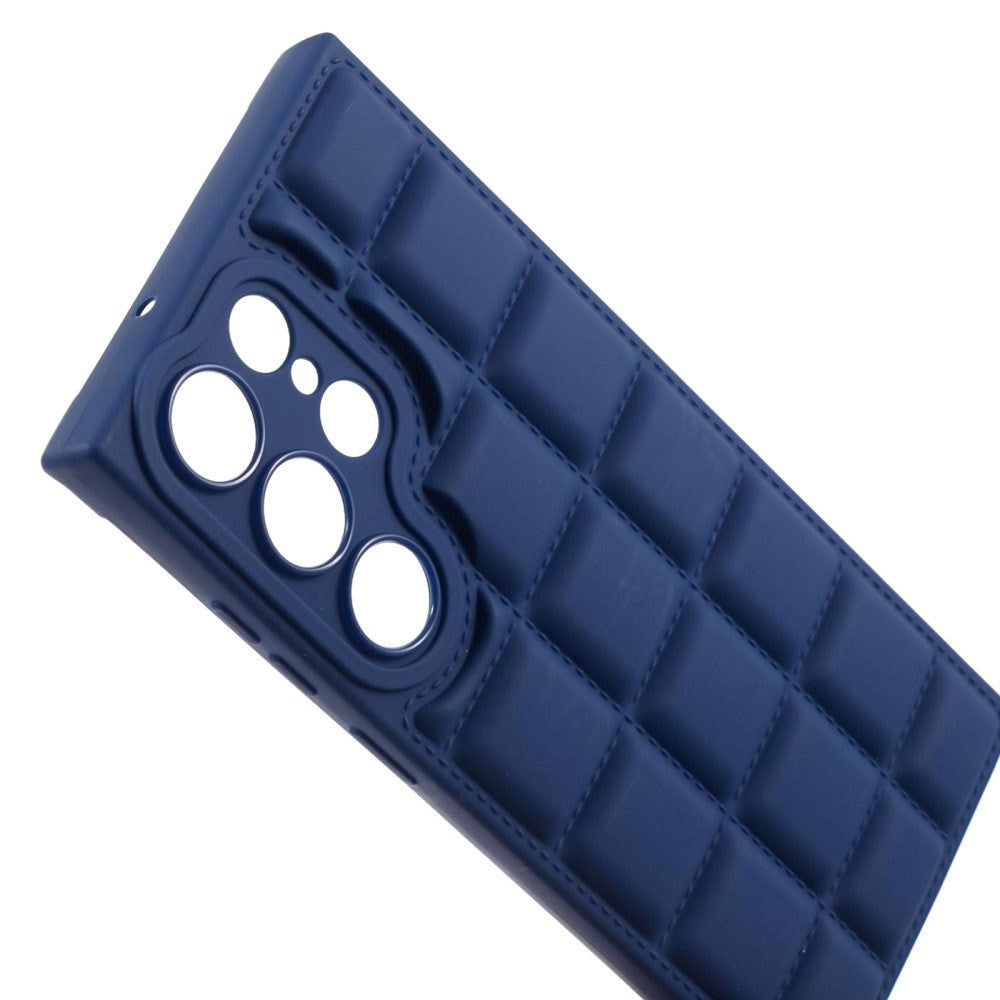 Samsung Galaxy S24 Ultra fleksibelt plastdeksel m. Jakketekstur - Blå