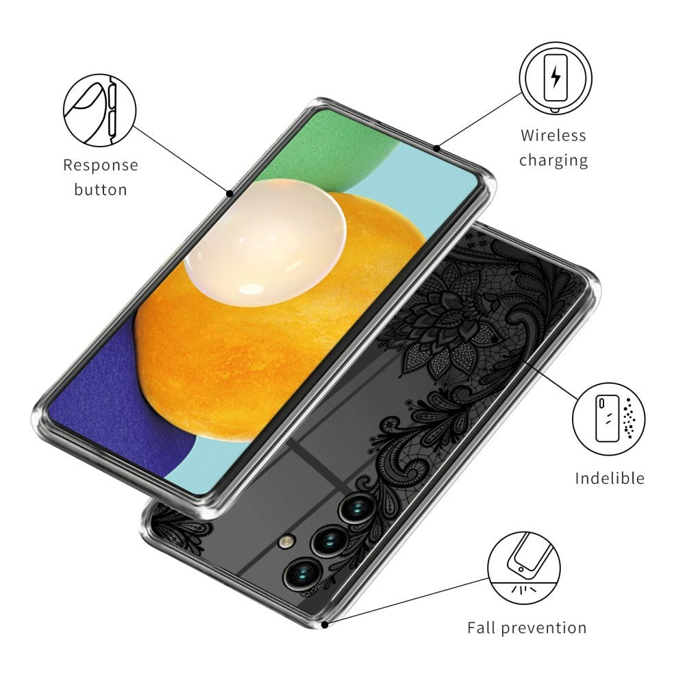 Samsung Galaxy A55 (5G) Fleksibelt plastdeksel - Gjennomsiktig / Blomster