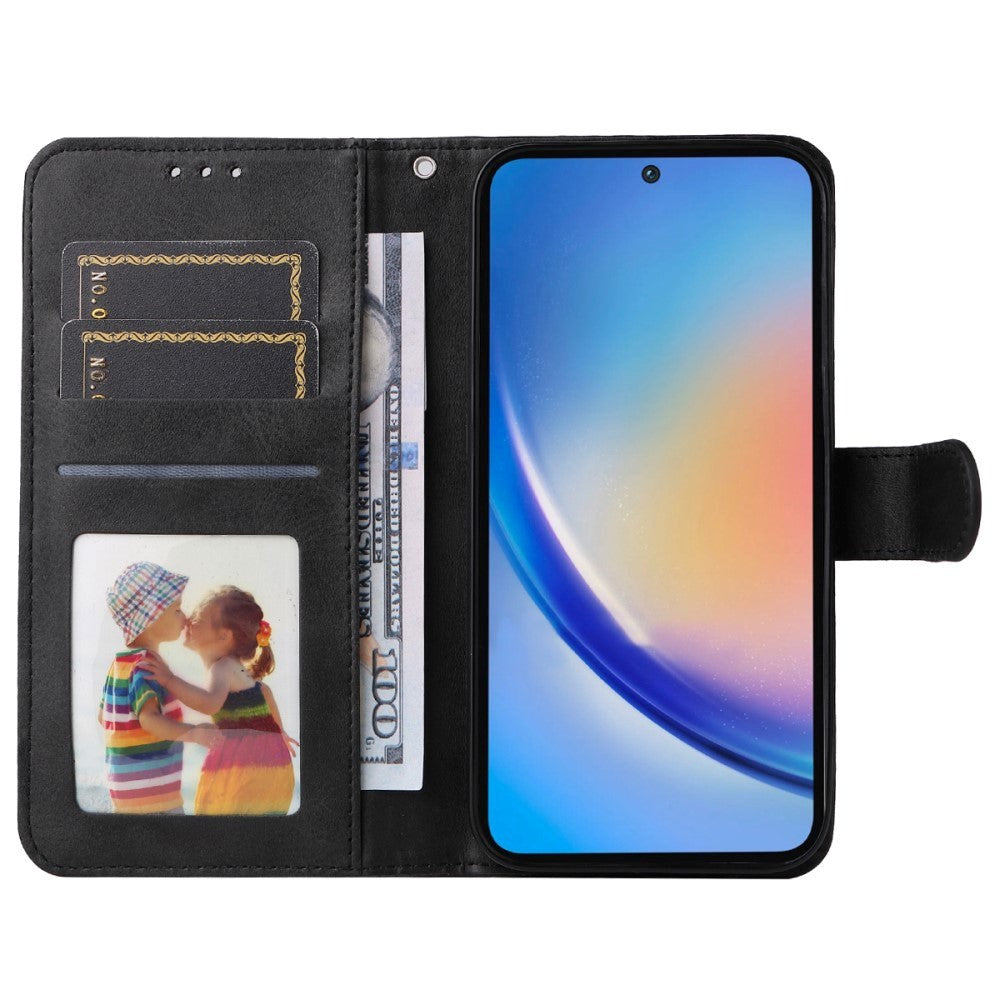 Samsung Galaxy A35 (5G) flip-deksel i kunstskinn m. Lommebok og stropp - Svart
