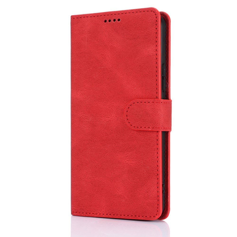 Samsung Galaxy A55 (5G) Læder Flip Cover m. Pung og Strop - Rød