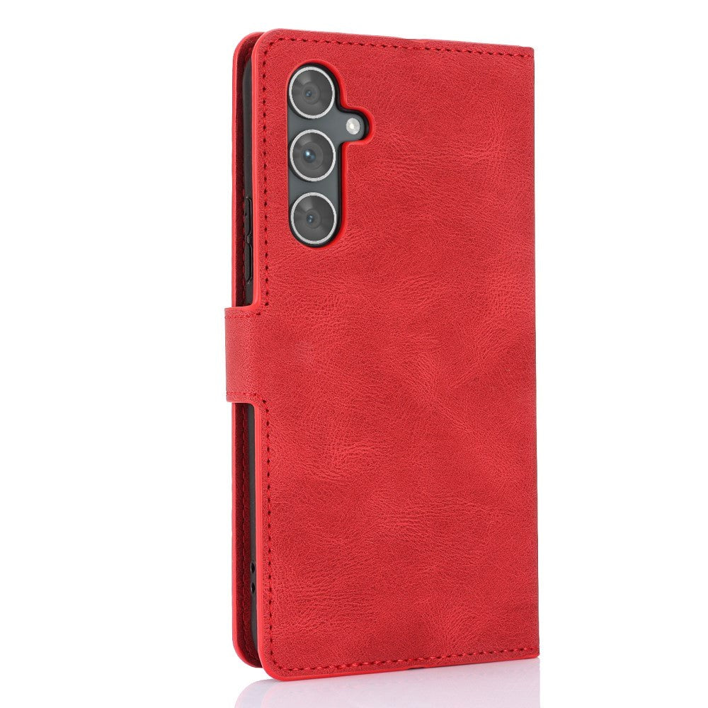 Samsung Galaxy A55 (5G) Læder Flip Cover m. Pung og Strop - Rød
